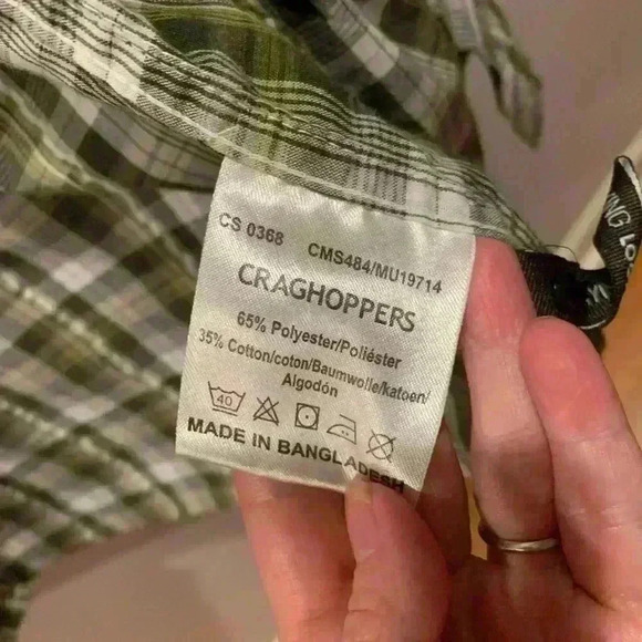Craghoppers Casual Button Down Short Sleeve Shirt Green Plaid Men’s Large - Picture 4 of 9